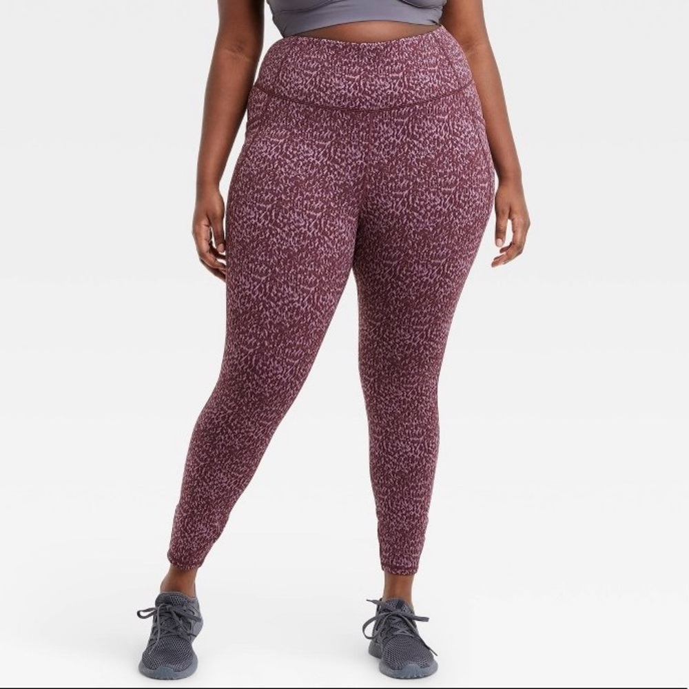Women Premium High-Waisted Leopard Jacquard Leggings All in Motion Mulberry